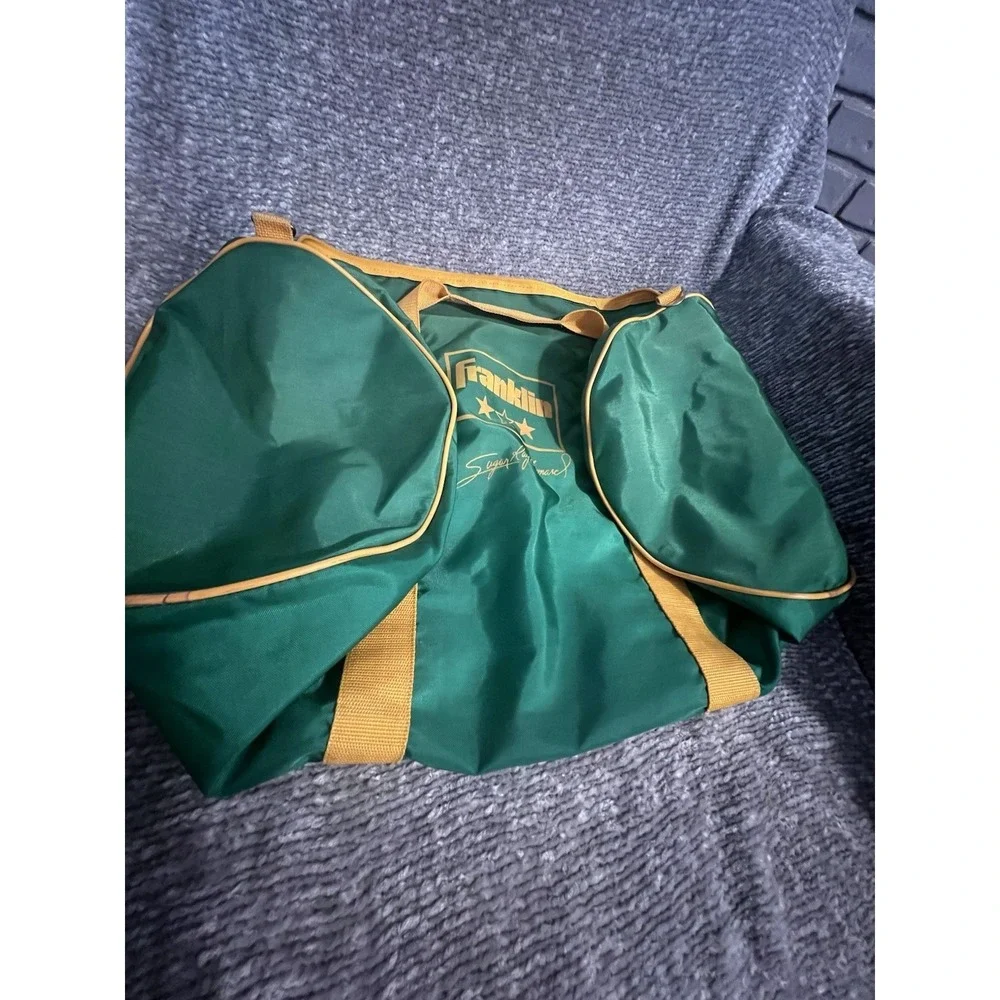 Vintage 1980s Franklin Sugar Ray Leonard Gym Duffle Bag Green Yellow 22